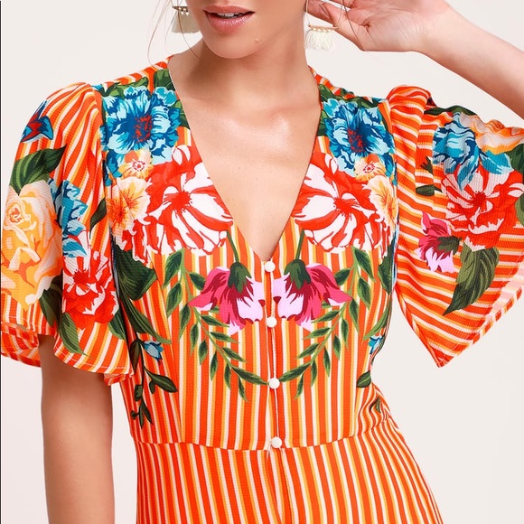 Lulu’s Roam the Riviera Orange Striped Maxi Dress - Picture 2 of 6